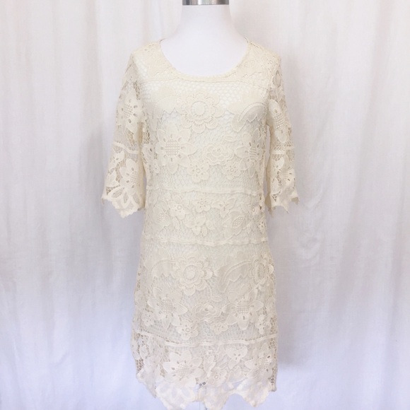 MIA MADDISON CREAM LACE DRESS SIZE SMALL PETITE - Picture 1 of 8